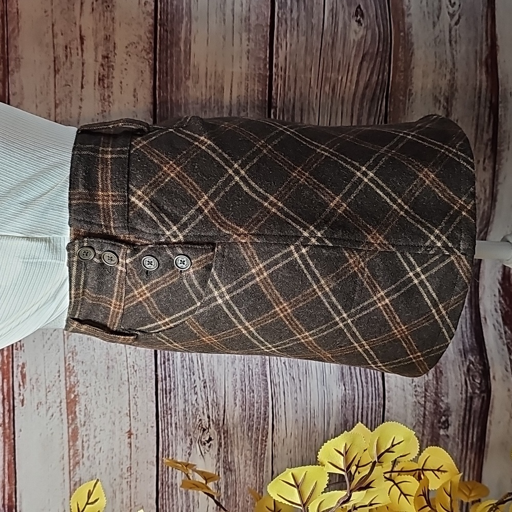 FREE PEOPLE VINTAGE Y2K BROWN PLAID WOOL BLEND MINI-SKIRT - Picture 7 of 12